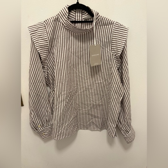 Everlane Tops - Everlane Women's The Wing Shoulder Mockneck Blouse Striped 8